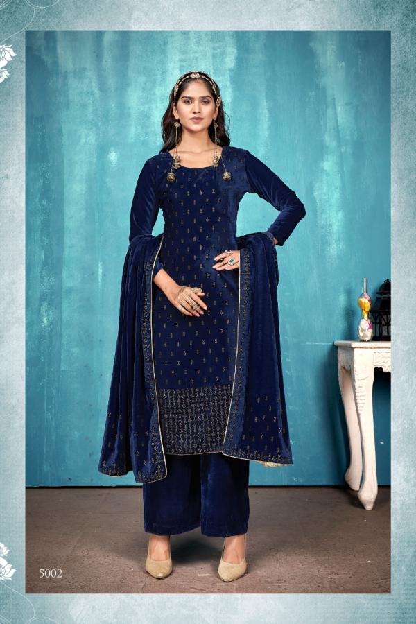 Bipson Zhalak 5001 To 5004 Velvet Wear Dress Material Collection 